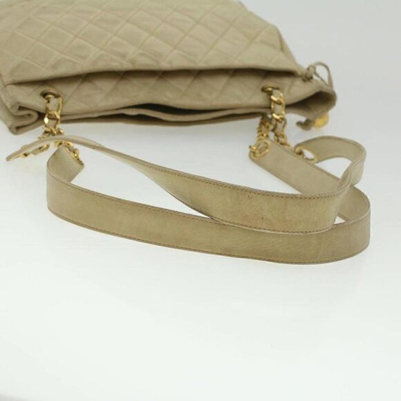 CHANEL Matelasse Chain Shoulder Bag Lamb Skin Beige CC - Picture 9 of 15
